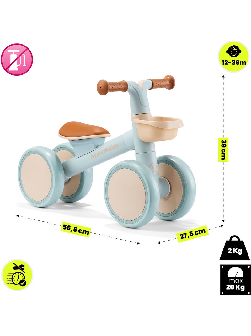 Bicicleta sin pedales infantil de 4 ruedas TOBI MINI HyperMotion con cesta Azul - Kiabi