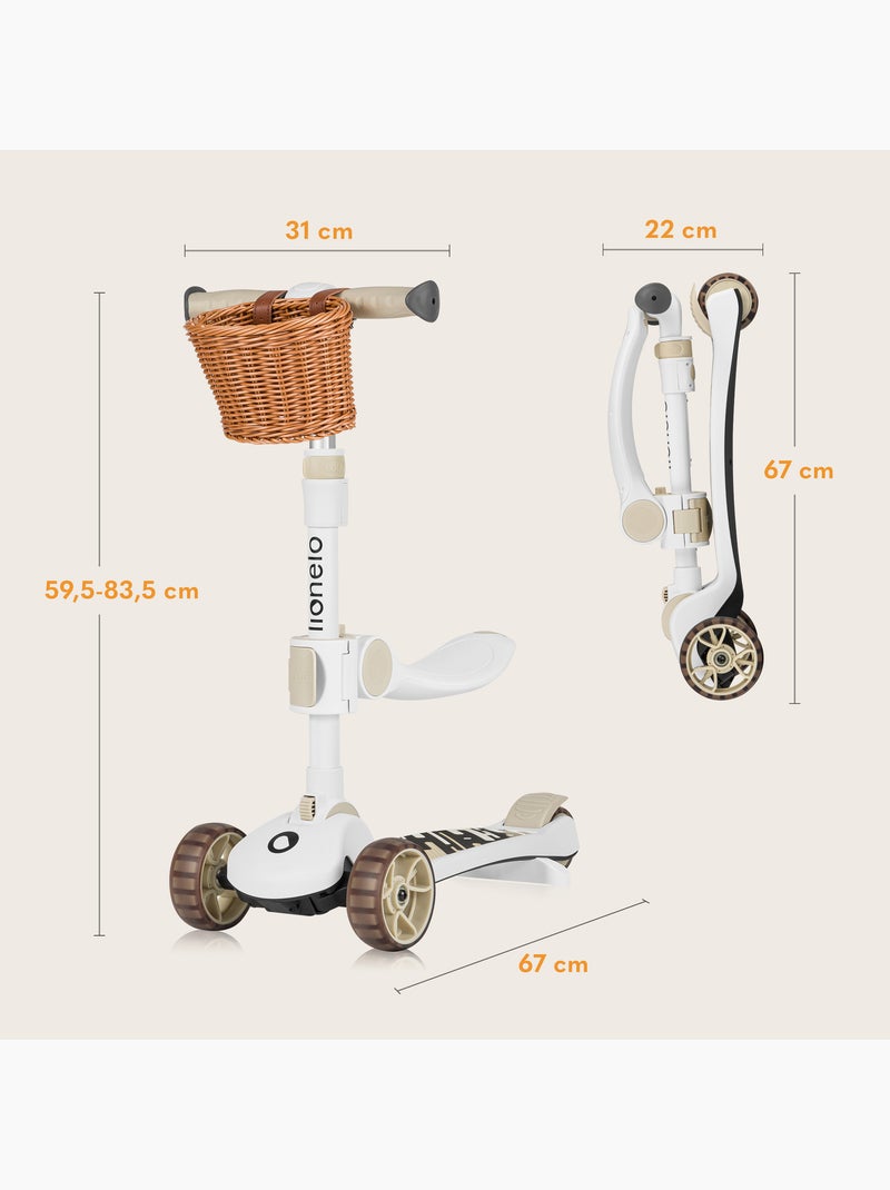 Bicicleta/patinete de equilibrio LIONELO Franky - Ruedas iluminadas - Hasta 50 kg - Cesta Beige - Kiabi