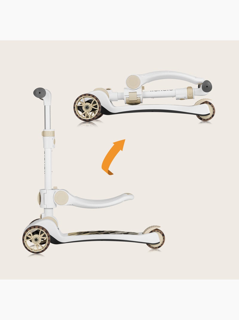 Bicicleta/patinete de equilibrio LIONELO Franky y casco - Ruedas iluminadas - Hasta 50 kg - Cesta Beige - Kiabi