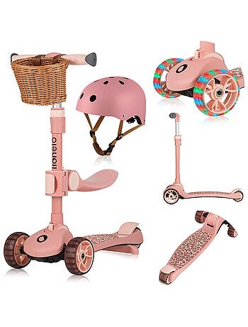 Bicicleta/patinete de equilibrio LIONELO Franky y casco - Ruedas iluminadas - Hasta 50 kg - Cesta