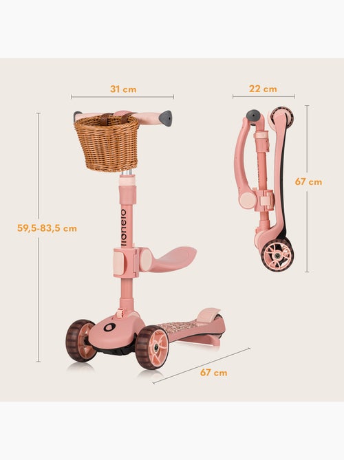 Bicicleta/patinete de equilibrio LIONELO Franky y casco - Ruedas iluminadas - Hasta 50 kg - Cesta - Kiabi