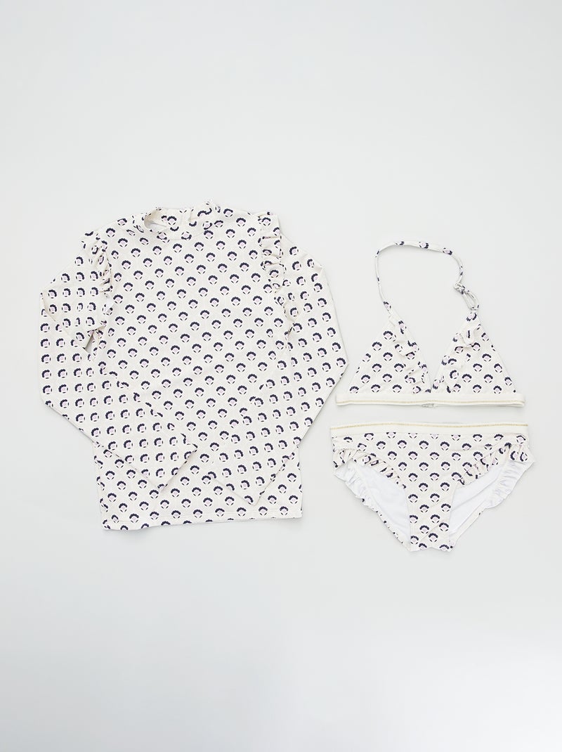 Bikini + camiseta de baño - 3 piezas BLANCO - Kiabi