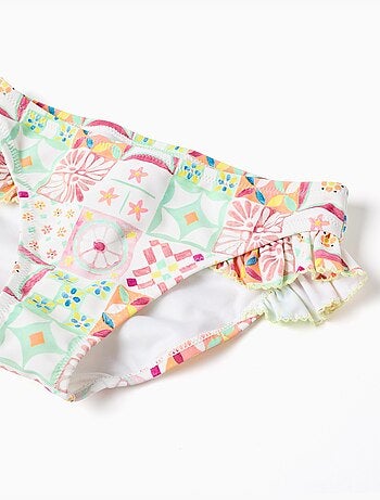 Bikini con estampado de azulejos y volantes