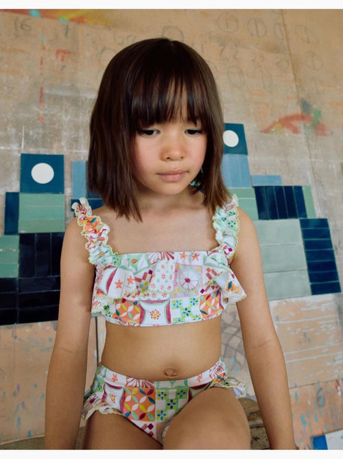 Bikini con estampado de azulejos y volantes - Kiabi Bikini con estampado de azulejos y volantes - Kiabi