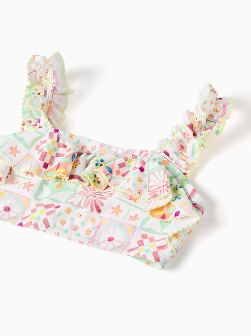 Bikini con estampado de azulejos y volantes - Kiabi Bikini con estampado de azulejos y volantes - Kiabi