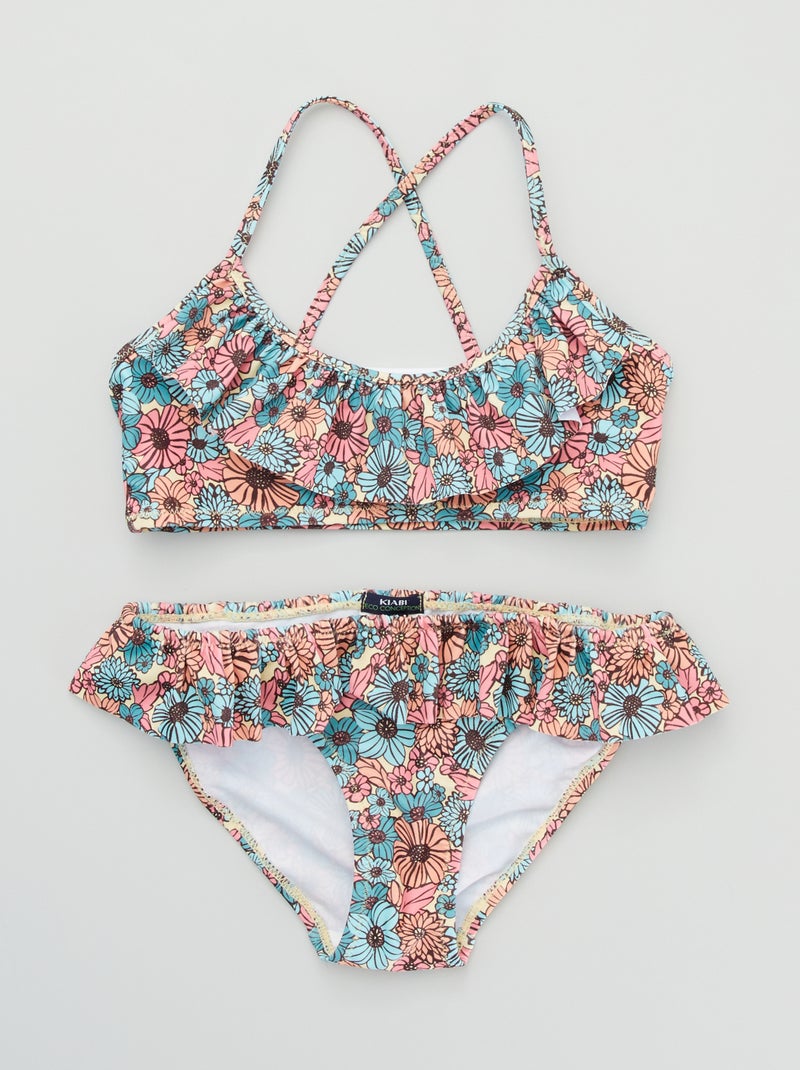 Bikini con flores y volantes AMARILLO - Kiabi