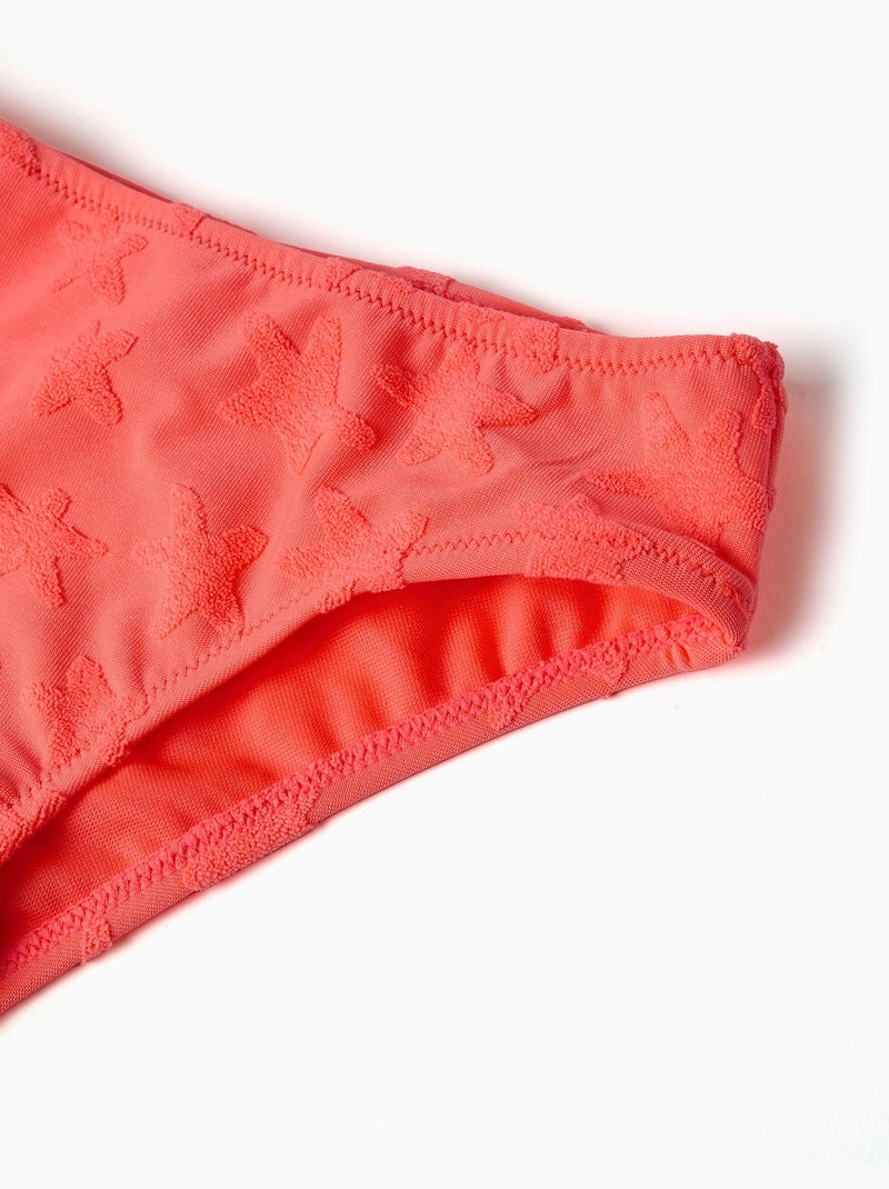 Bikini con motivo de estrellaa en bouclé Naranja coral - Kiabi