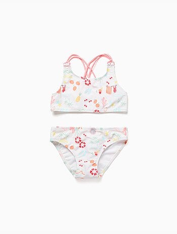 Bikini con motivo de playa y forro
