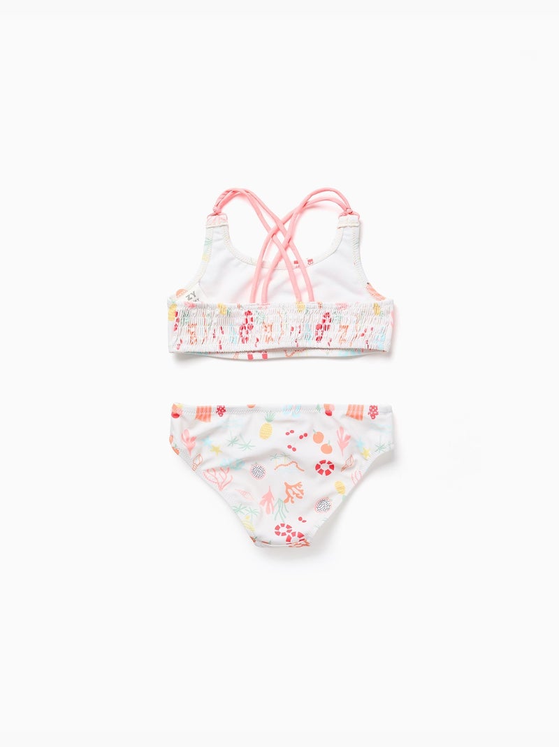 Bikini con motivo de playa y forro Blanco - Kiabi
