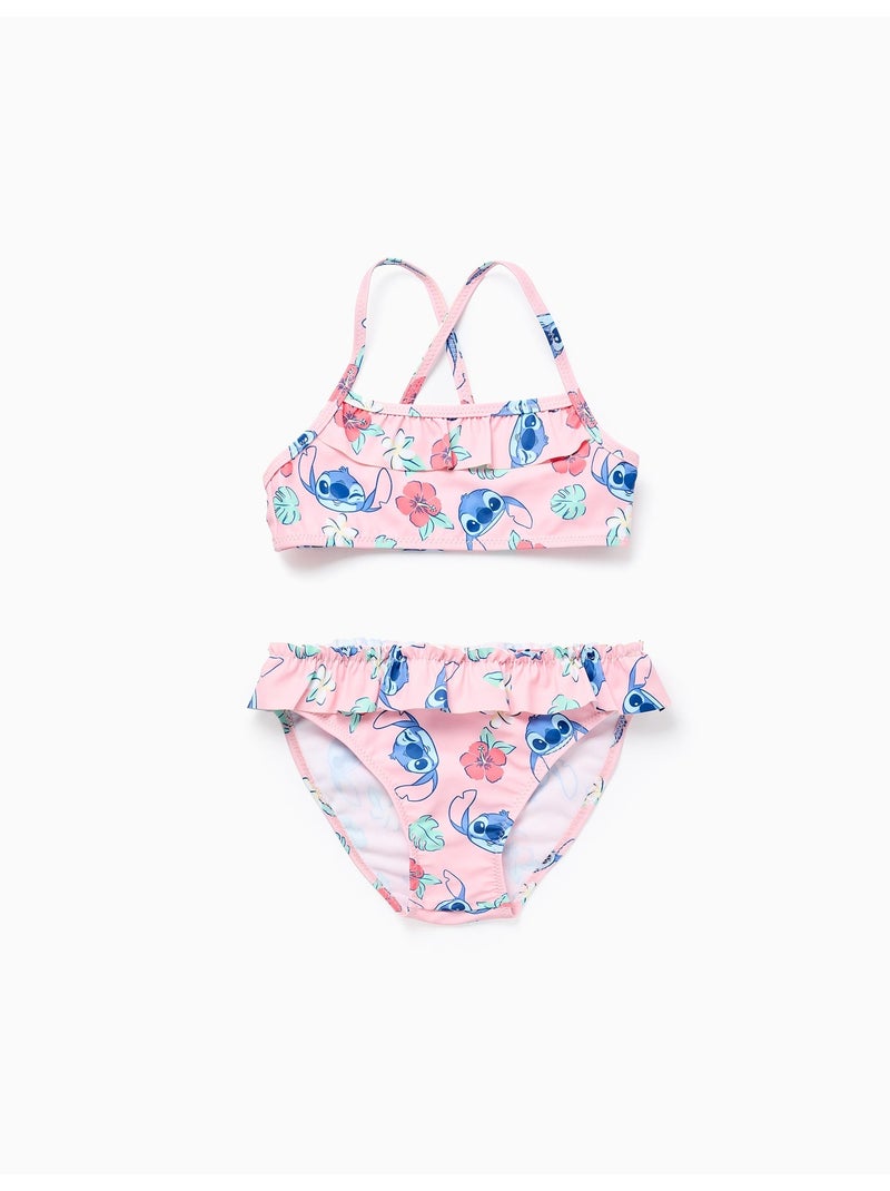 Bikini con motivo de Stitch y volantes Rosa claro - Kiabi
