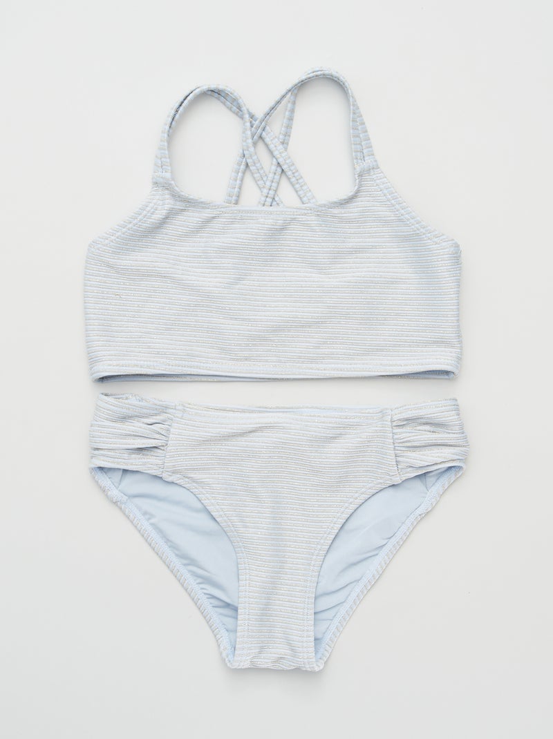 Bikini de rayas brillantes azul/gris - Kiabi