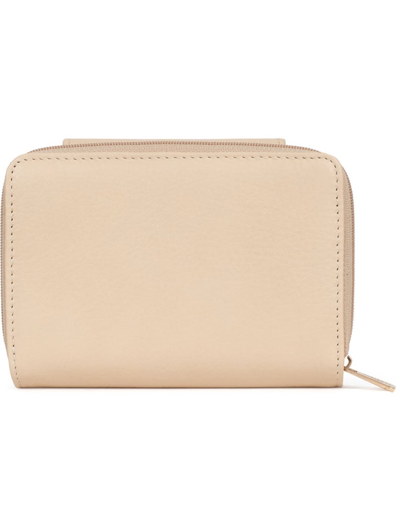 Billetera - 2 pliegues - detener rfid - cuero de vaca taima hexagona Crema - Kiabi