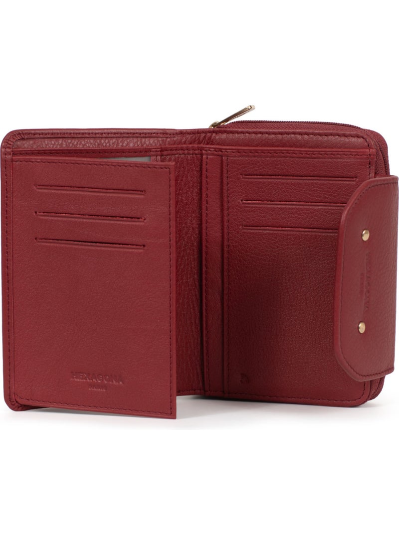 Billetera - 2 pliegues - detener rfid - cuero de vaca taima Rojo oscuro - Kiabi