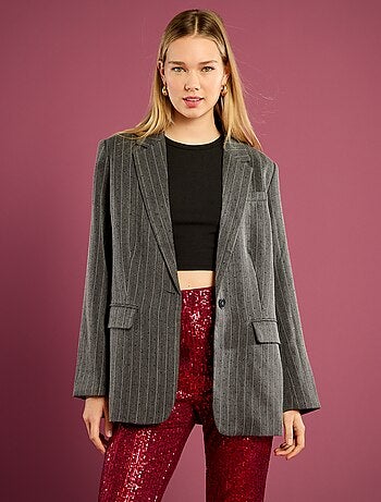 Blazer a rayas con strass