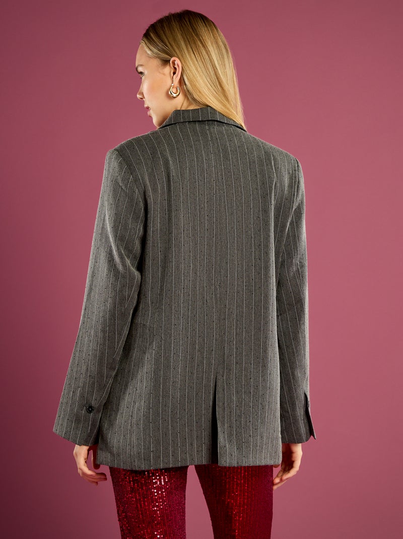 Blazer a rayas con strass Gris - Kiabi