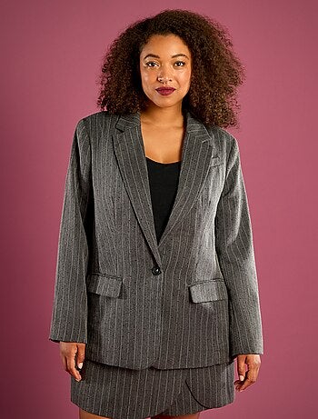Blazer a rayas con strass integrados