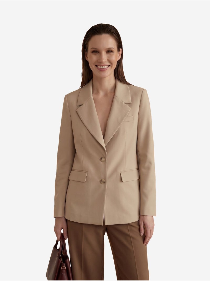 Blazer con cuello chal y cierre de botones my fashion Beige natural - Kiabi