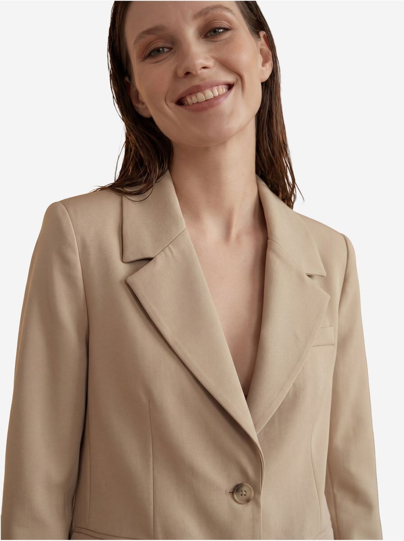Blazer con cuello chal y cierre de botones my fashion Beige natural - Kiabi