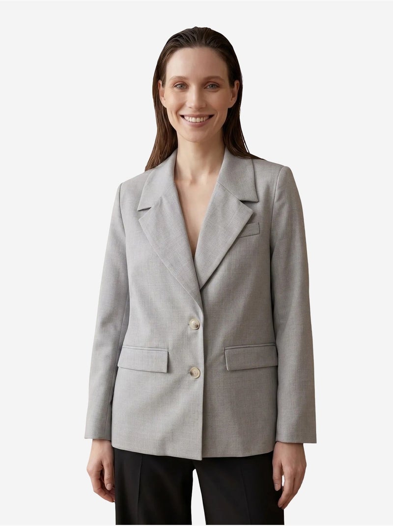 Blazer con cuello chal y cierre de botones my fashion Gris claro - Kiabi