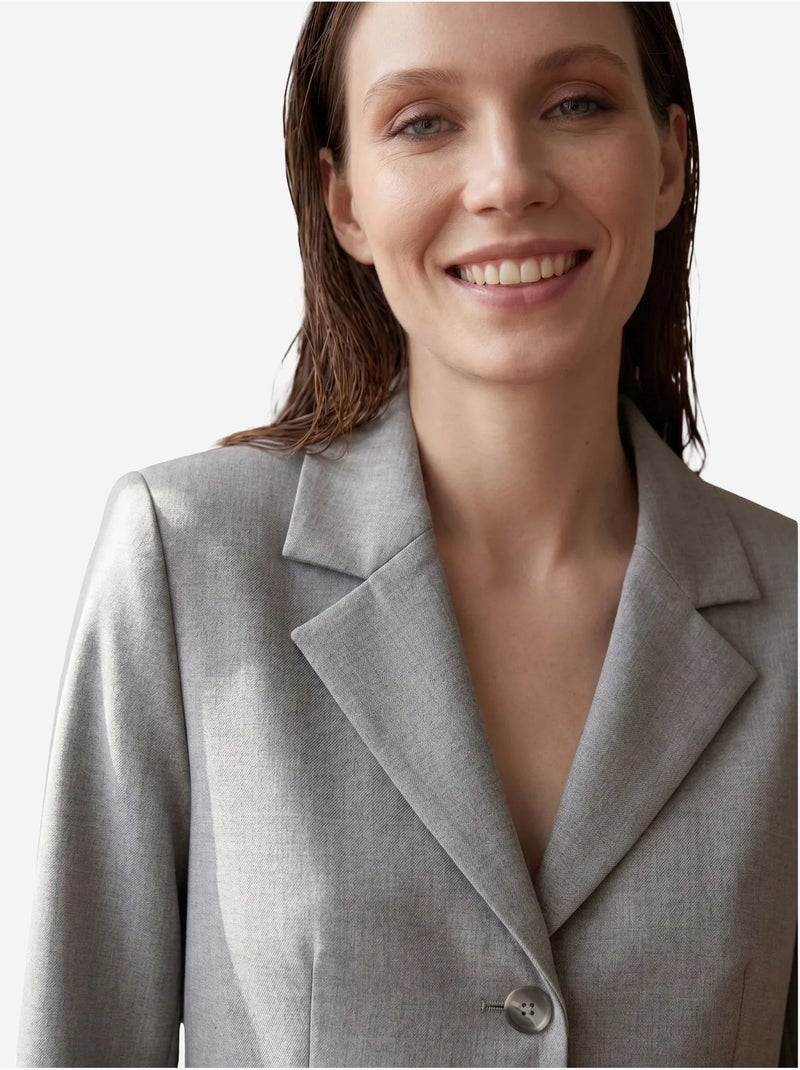 Blazer con cuello chal y cierre de botones my fashion Gris claro - Kiabi