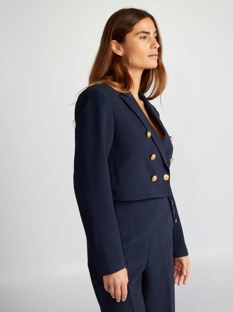Blazer corta con botones dorados AZUL - Kiabi