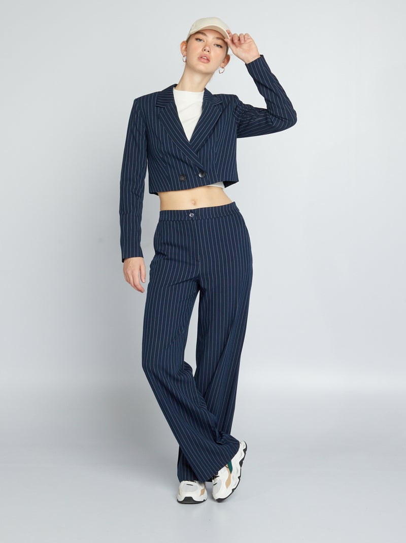 Blazer corta de rayas AZUL - Kiabi