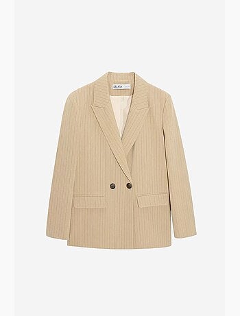 Blazer de crepé a rayas con cuello chal dilvin