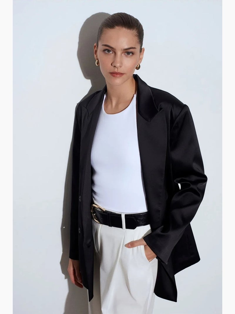 Blazer de crepé dilvin Negro - Kiabi