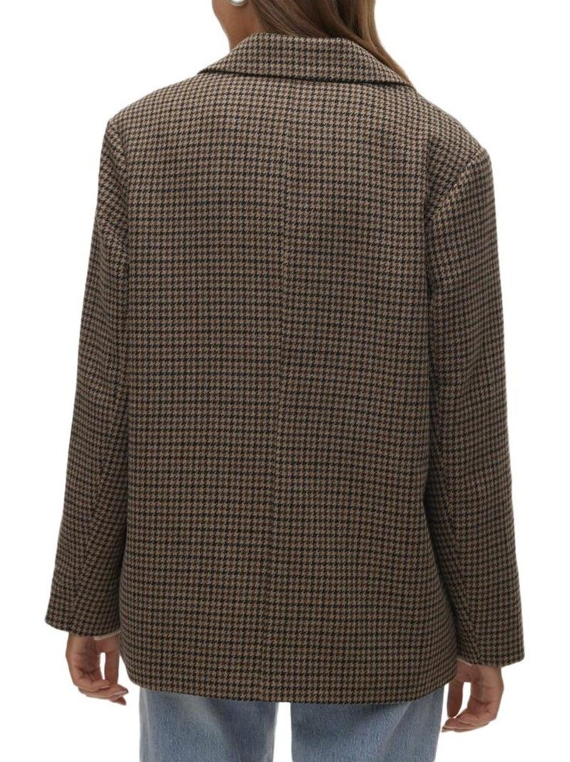 Blazer de Cuadros Pata de Gallo para Mujer Vero Moda Marrón capuchino - Kiabi