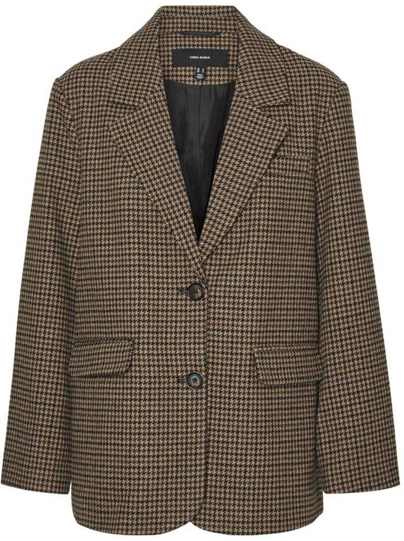 Blazer de Cuadros Pata de Gallo para Mujer Vero Moda Marrón capuchino - Kiabi