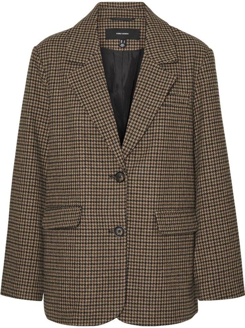 Blazer de Cuadros Pata de Gallo para Mujer Vero Moda Marrón capuchino - Kiabi