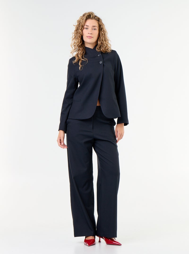 Blazer de cuello alto con efecto cruzado Azul - Kiabi