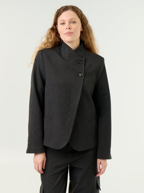 Blazer de cuello alto con efecto cruzado - Kiabi