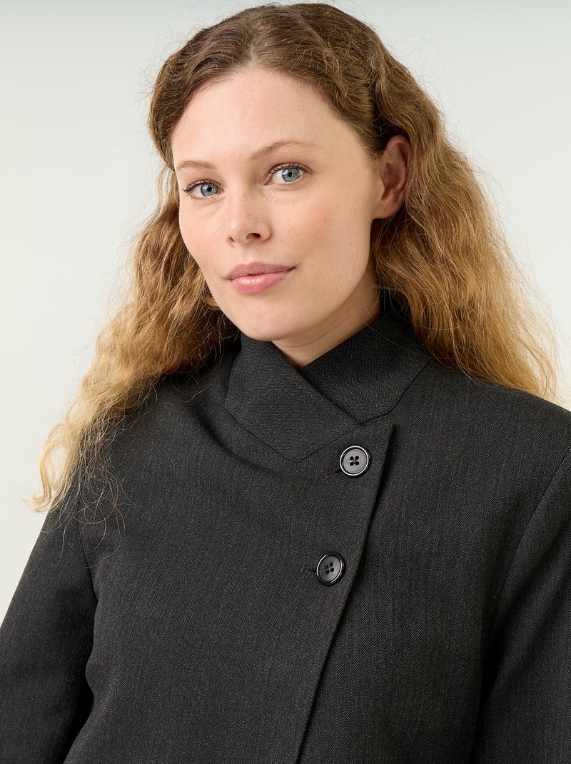 Blazer de cuello alto con efecto cruzado Gris - Kiabi