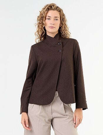 Blazer de cuello alto con efecto cruzado
