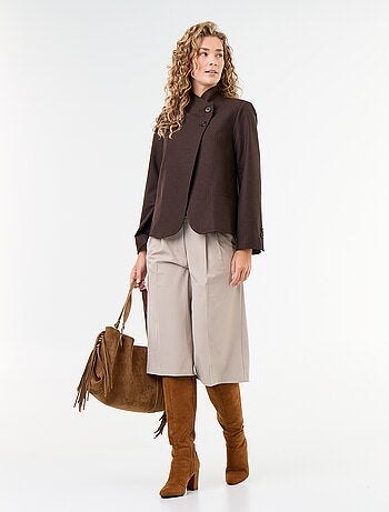Blazer de cuello alto con efecto cruzado
