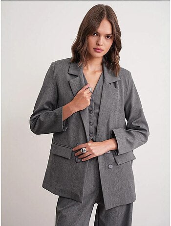Blazer de manga larga con detalle de plumas artificiales mixray