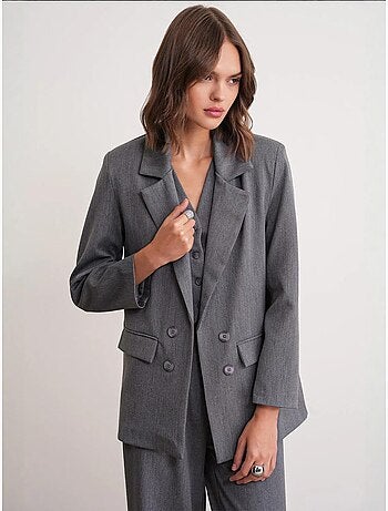 Blazer de manga larga con detalle de plumas artificiales mixray
