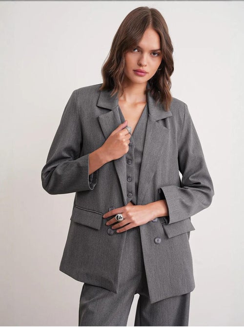 Blazer de manga larga con detalle de plumas artificiales mixray - Kiabi
