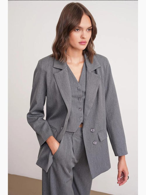 Blazer de manga larga con detalle de plumas artificiales mixray - Kiabi