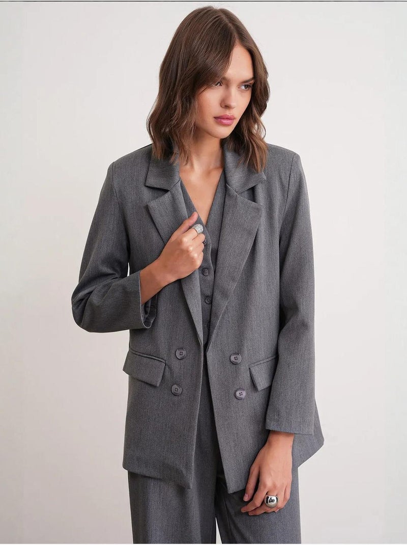 Blazer de manga larga con detalle de plumas artificiales mixray Gris oscuro - Kiabi