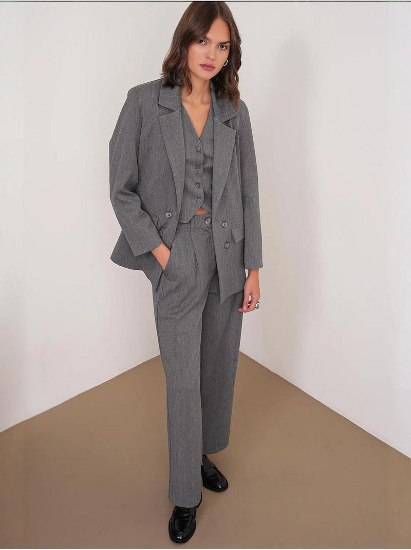 Blazer de manga larga con detalle de plumas artificiales mixray Gris oscuro - Kiabi