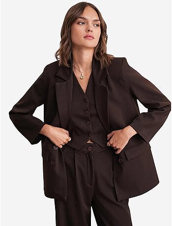 Blazer de manga larga con detalle de plumas artificiales mixray