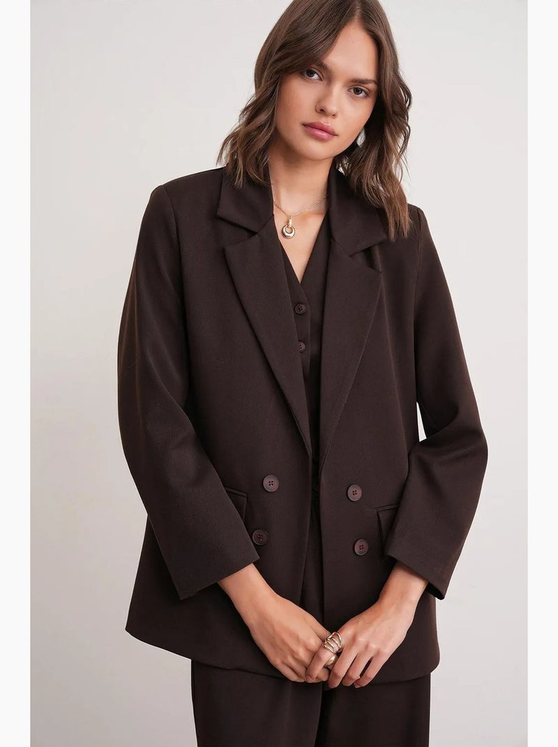 Blazer de manga larga con detalle de plumas artificiales mixray Marrón oscuro - Kiabi