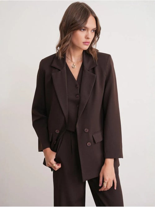 Blazer de manga larga con detalle de plumas artificiales mixray - Kiabi