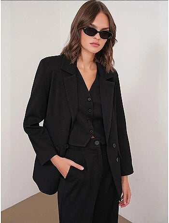 Blazer de manga larga con detalle de plumas artificiales mixray