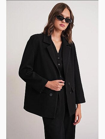 Blazer de manga larga con detalle de plumas artificiales mixray