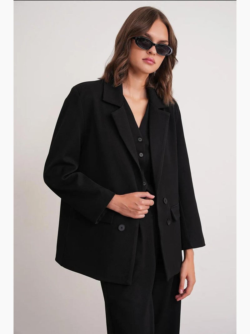 Blazer de manga larga con detalle de plumas artificiales mixray Negro - Kiabi