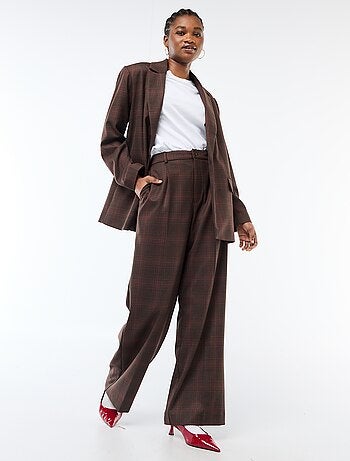 Blazer de manga larga con estampado de cuadros