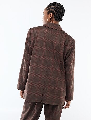 Blazer de manga larga con estampado de cuadros